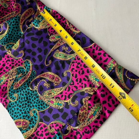 J.O Intimates Leopard Print Paisley Robe Shorter Women Size M/L Vintage Satiny - Picture 4 of 10